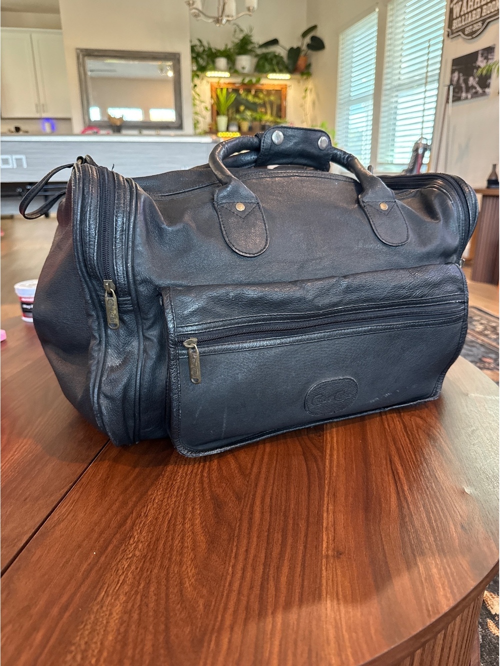 Claire Chase Black Leather Duffel Bag